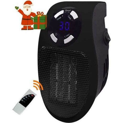 Chauffage Soufflant Céramique - 500 W - Thermostat Réglable - Minuterie - Pour Bureau Chambre Salon - Noir - 11 x 7,5 x 18 cm (1/5)