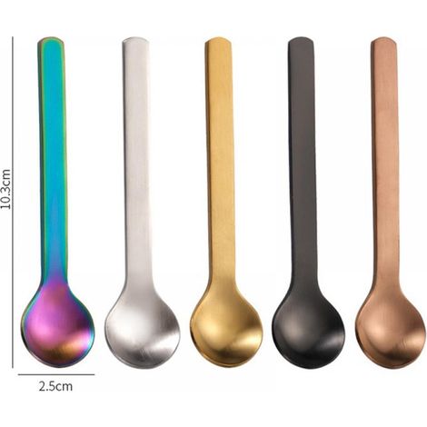 Cuillère À Dessert - Acier Inoxydable 304 - 10,3 cm - Pour Café Glace Sucre Sel - Lot De 5 (1/5)