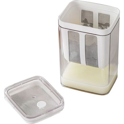 Passoire à yaourt avec sac en maille Extra fine, couvercle Transparent, filtre à fromage multifonctionnel. (1/5)