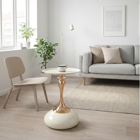 Runder Beistelltisch mit Metalltablett und Metallbasis, für Wohnzimmer und Schlafzimmer, 44 × 41 × 20 cm (1/5)