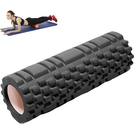 Massage roller for fascia, back and spine, relieves muscle tension, for back and legs (30 x 10 cm) (Black) (1/5)