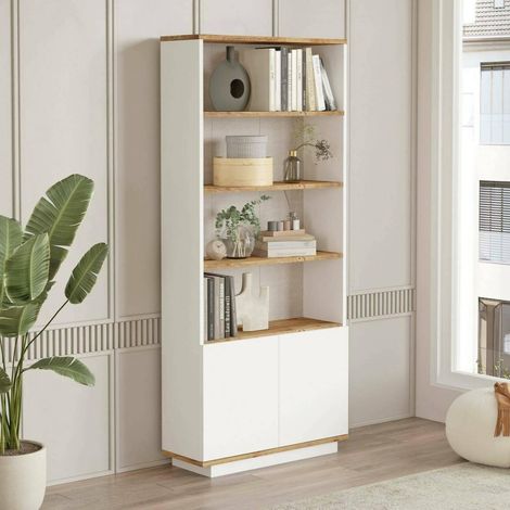 Bibliothèque Étagère de Bureau 75 x 27 x 168 cm Chêne et Blanc (1/5)