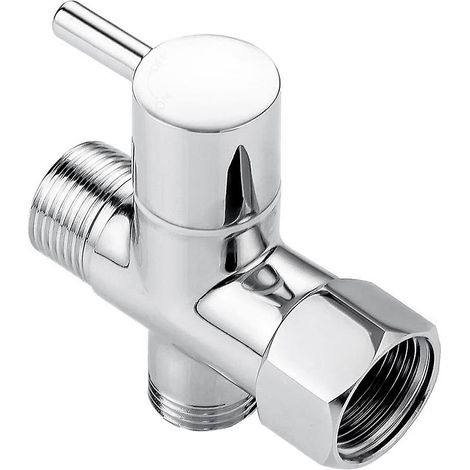 Adaptateur en T pour bidet, adaptateur en T en laiton avec vanne d'arrêt, raccord en T à 3 voies 7/8 po x 7/8 po x G1/2 pour bidet (1/5)