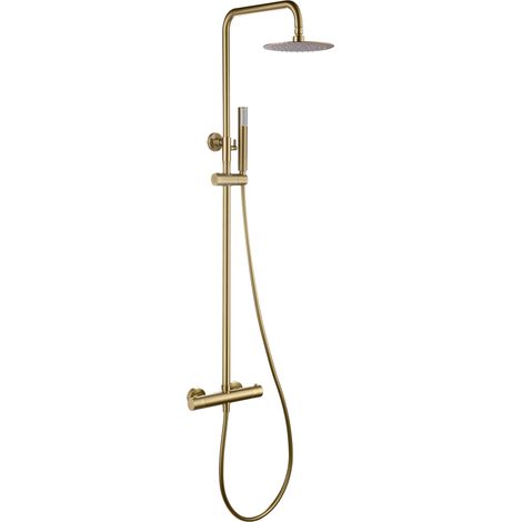 Conjunto ducha termostático Génova oro cepillado
