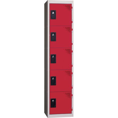PROVOST - Vestiaire monobloc Provost - 1 colonne, 5 cases en acier rouge