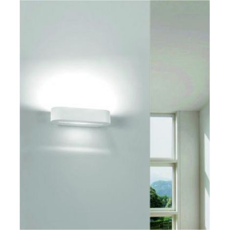 TrAdE Shop Traesio - Applique Parete Moderno In Gesso Ovale Attacco 1xr7s Verniciabile Lampada Gs-e63 - (1/2)