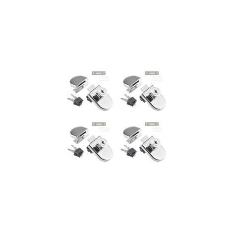 Set di 4 serrature a perno singolo per ante di vetrine, serrature per vetrine in vetro da 5-8 mm con 2 chiavi, non richiedono foratura - Crezuo
