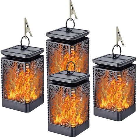Flamme scintillante étanche lanterne extérieure lanterne suspendue paysage patio arrière-cour décor de jardin 2PC (1/5)