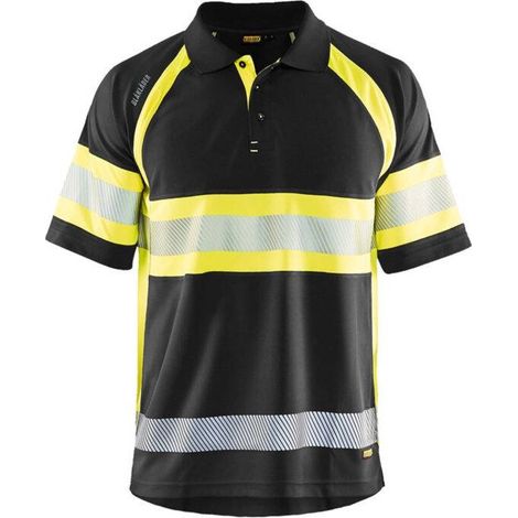 Polo da lavoro alta visibilità anti-UV 3338 - Nero/Giallo fluorescente 4XL (1/5)