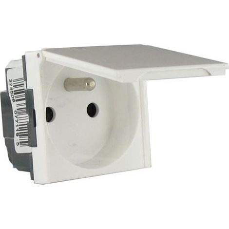 1 Prise de courant 2P+T à volet, connexion automatique, blanc, intérieur