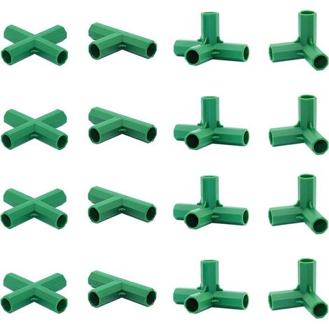 Lot de 16 raccords de 16 mm 4 types de support stable robuste pour cadre de serre Convient pour treillis de raisin, écran solaire, abri de jardin (1/5)