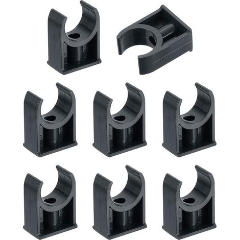 Lot de 8 colliers de serrage en PVC pour tuyaux d'eau en forme de U, support de tube d'irrigation pour plateaux TV, supports de tuyau, support de tuyau, tube de support de tuyau, noir (1/5)