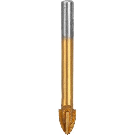 Lot de Forets Verre 10mm Carbure Titane 4 Arêtes Coupe Tête Lance Croix Outils (1/5)