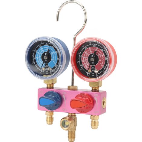 Manifold de Contrôle Mini G1/4 Poignée Métal Outil Climatisation pour Frigorigène R22 R32 R410A (1/5)