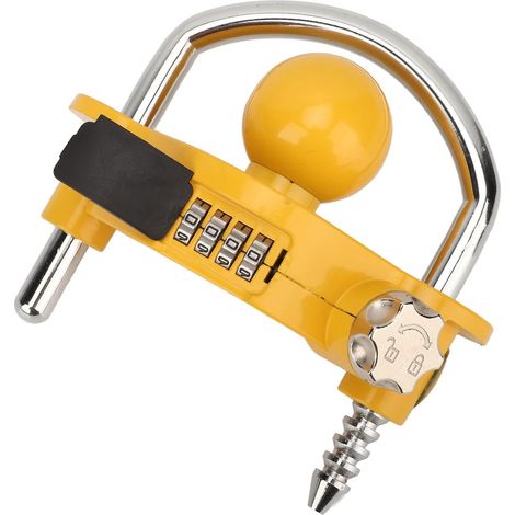 Serrure d'Attelage de Remorque Universelle, Antivol à Combinaison 4 Chiffres, Alliage d'Aluminium et Acier Allié, Jaune, 11 Positions de Verrouillage (1/5)