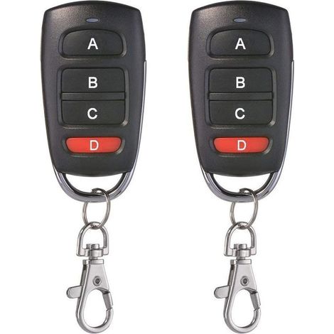 Lot de 2 Universel Porte De Garage Clonage Clé Fob Télécommande 433 MHz 4 bouton Cloner pour Porte de Garage Porte Électrique etc (1/5)