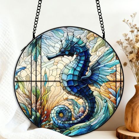 Attrape-soleil vitrail hibou 20 cm décoration suspendue fenêtre animal lumineux cadeau Noël (1/5)