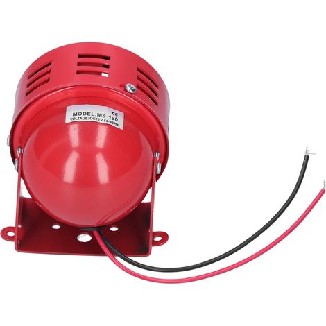 BERM Elektromotor-Sirene, Mini-Alarm, rotes Edelstahlgehäuse, 114 dB, 12 V DC, MS-190 (1/5)