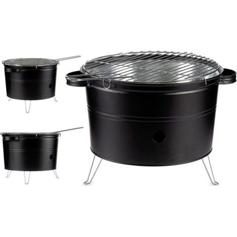Barbecue portatile cuoci arrosticini fornacella a carbone griglia rotonda per arrosti spiedini carne pesce (1/5)