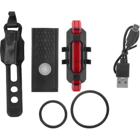 Feux avant et arrière pour vélo rechargeables USB, phare et feu arrière super lumineux (1/5)