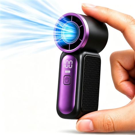 Ventilateur de poche USB-C rechargeable 6 vitesses mini ventilateur portable léger voyage extérieur bureau maison silencieux été noir bleu (1/5)