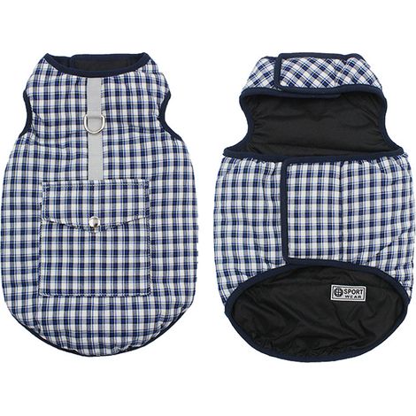 Abrigo de invierno de algodón para perros, cálido, reflectante e impermeable, reversible (2XL, 20-30 kg). (1/5)