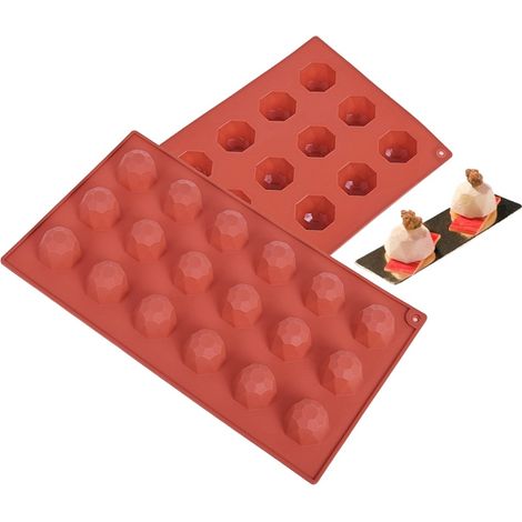 Molde de silicona para bombones y postres individuales, forma de diamante, 18 cavidades. (1/2)