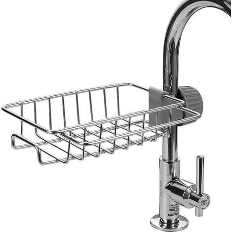 Support de Robinet pour Évier de Cuisine, Organisateur d'Évier de Salle de Bain avec Porte-Éponge et Porte-Savon (1/4)