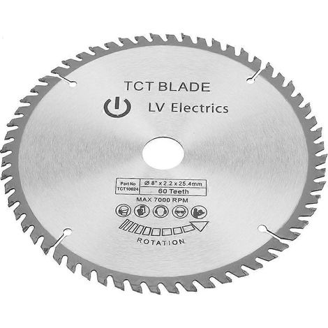Lame de scie circulaire en carbure d'argent de 200 mm pour le travail du bois, 60 dents + 1 bague de réduction