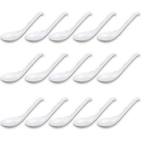 Cuillères à soupe, lot de 15 cuillères de style japonais, cuillères à riz créatives, cuillères à soupe chinoises et asiatiques avec long manche.