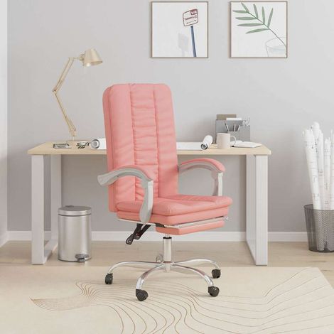 vidaXL Silla de oficina reclinable cuero sintético rosa (1/5)