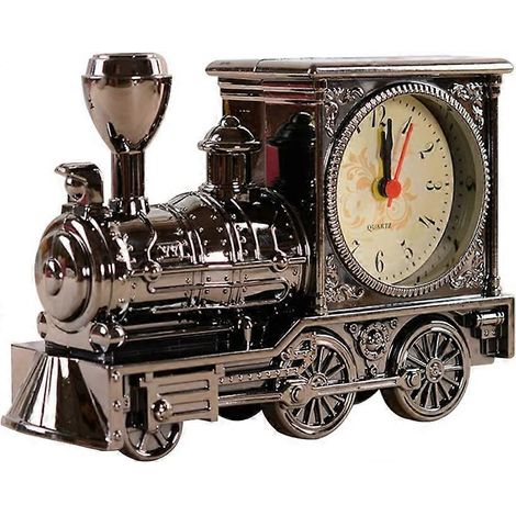 Horloge de table rétro en forme de train, horloge vintage à moteur, réveil original en forme de locomotive, décoration de bureau créative (1/4)