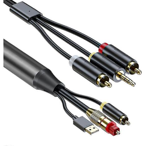 Câble convertisseur audio SPDIF/optique coaxial vers RCA pour TV, système audio, home cinéma (1/4)