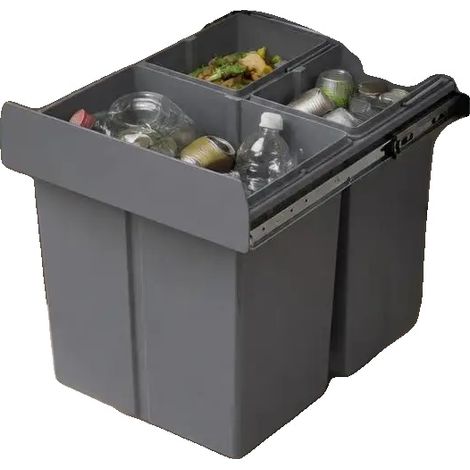 Cestino per rifiuti, design scorrevole, doppio scomparto, W9811 (1/2)
