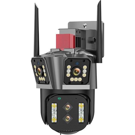 Caméra de sécurité à Domicile Caméra IP extérieure 6K HD, Zoom 10X, PTZ, Quatre objectifs, Trois Double écran, 5K, 12mp, 16mp, Suivi Automatique, vidéosurveillance(6K Add 64G Card) (1/5)