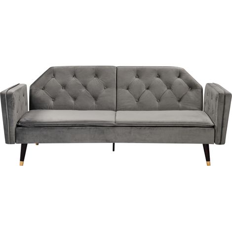 Malmo Plush Velvet Sofa Bed in Grey
