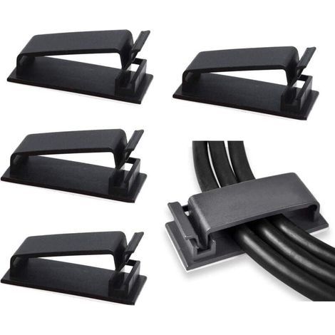 Packung mit 50 selbstklebenden Kabelmanagement-Clips (schwarz), Kabelorganisatoren, Drahtclips, Kabelhalter für Fernseher, PC, Ethernet-Kabel unter dem Schreibtisch, Homeoffice. (1/4)
