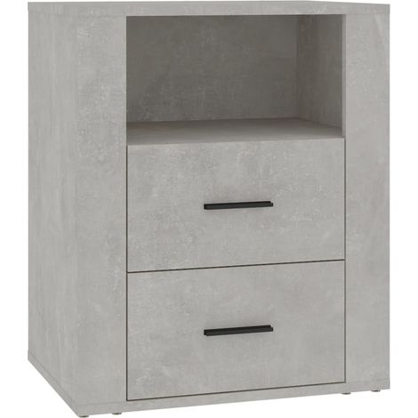 Comodino con due cassetti e un vano aperto 50 x 36 x 60 cm in legno ingegnerizzato grigio DEC034050