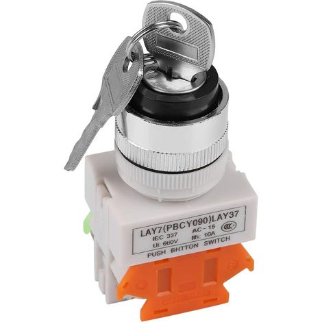 Interrupteur à Bouton-Poussoir avec 2pcs Clés, Interrupteur à Clé Pour Instrument de Porte, Trou de Montage: 22mm (1/5)
