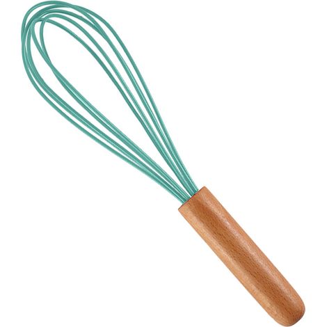Batteur à œufs manuel en acier inoxydable avec poignée en bois et fil de silicone de 25 cm (10 pouces) (1/5)
