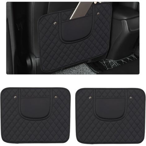 Lot de 2 tapis de protection pour sièges arrière de voiture - Fabriqués en cuir imperméable - Sac de rangement inclus - Accessoires universels pour intérieur de voiture (noir) (1/5)