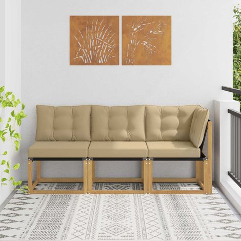Teenpull – Outdoor Mittel- und Ecksofa mit Kissen 3 Stück Weiß (1/5)