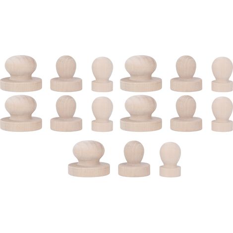 Ensemble de 15 poignées rondes en bois massif 3D pour la gravure de tampons et de sceaux en caoutchouc (1/5)