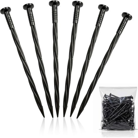 30 Pièces Piquets Spirale d'ancrage en Plastique 20 cm, Clous de Sol Jardin pour Fixer Bordure de Gazon, Gazon Artificiel, Pavage, Barrières Paysagères et Tentes Extérieures, Noir (1/5)