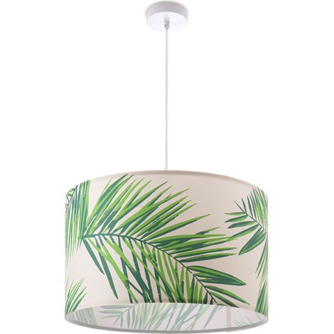 Paco Home Pendelleuchte Esstisch Hängelampe Kinderzimmer Deko Wohnzimmer Palme Jungle Grün (Ø38cm), Pendelleuchte - Weiß