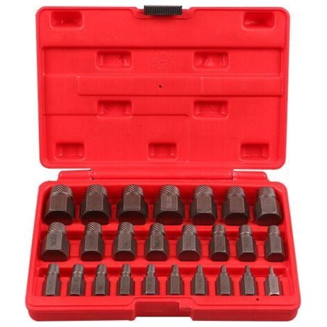 Lot de 25 extracteurs de vis à tête hexagonale en acier au chrome-molybdène – Multi-cannelures pour prise rapide – Pour vis cassées et boulons (1/5)