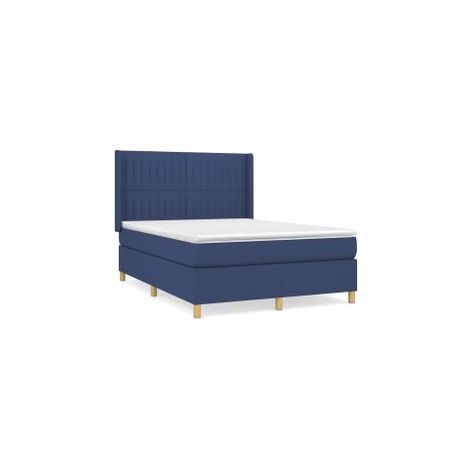 Sommier à lattes de lit avec matelas Bleu 140x190 Tissu (1/5)