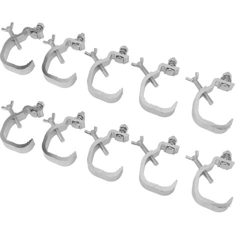 Lot de 10 pinces pour éclairage de scène (77 lb), en alliage d'aluminium, installation facile, compatibles avec les tubes de 30 à 52 mm de diamètre extérieur. Crochet de fixation pour montage sur scèn (1/5)