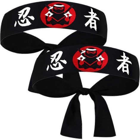 Set mit 2 dekorativen japanischen Kochstirnbändern im Karate-Stil. – 92,00 x 5,00 x 0,10 cm (1/4)