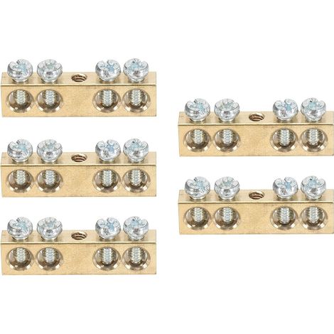 5 Pcs Borne De Terre, 4 Positions Borne De Terre En Laiton À Vis, Bloc À Vis En Laiton Barrière M4 35x6x9mm Pour Appareils Électriques (1/5)